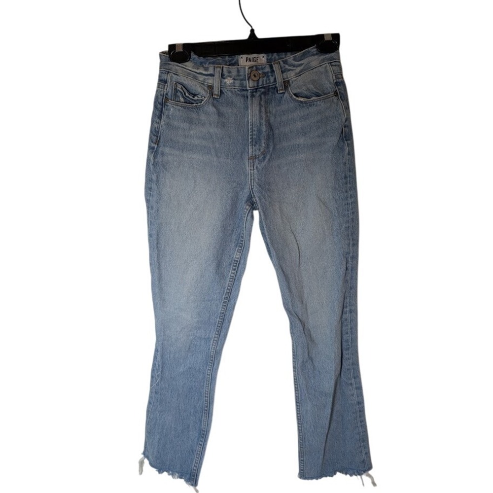 Paige High Rise Sarah Straight Crop‎ Jeans Frayed Hem Light Wash Denim Size 23